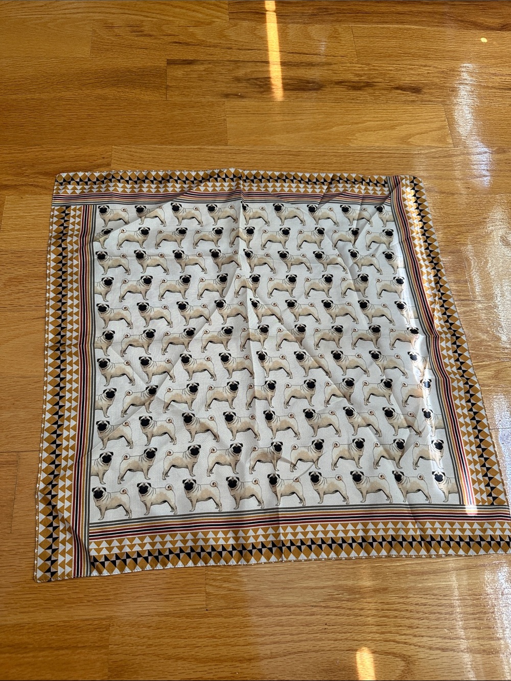 Pug print square small scarf
